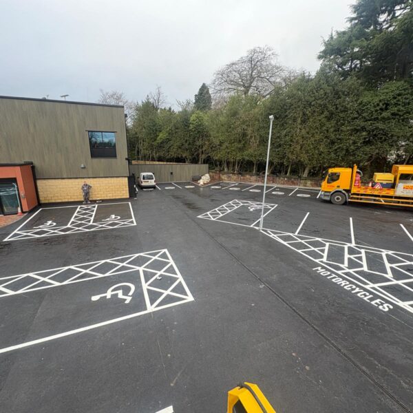 Line markings for New leisure facility in Wolverhampton by AAC Roadmakings