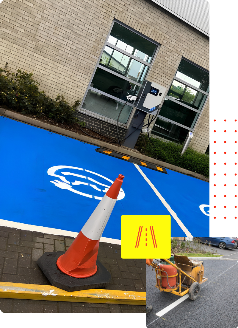 Electric vehicle bay symbols painted UK