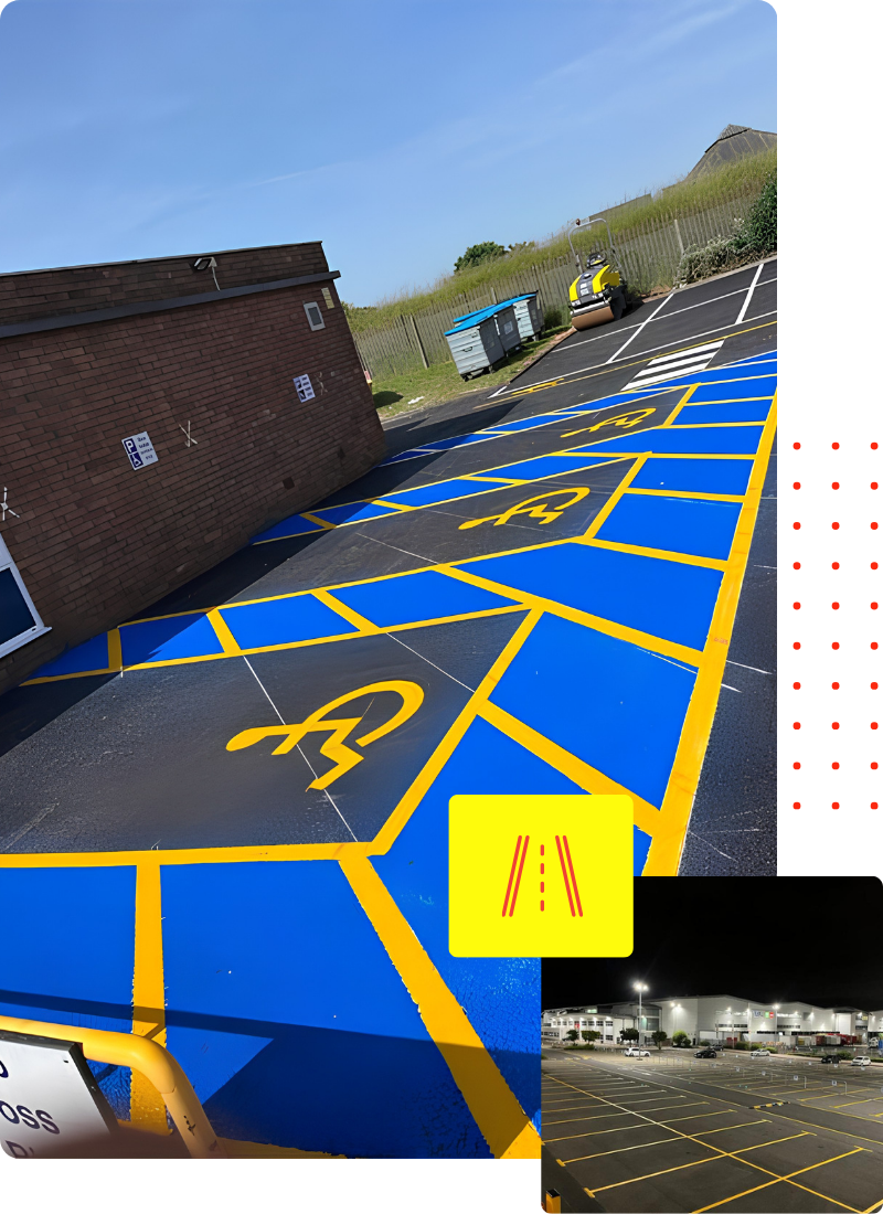 Parking bay line marking commercial car park UK