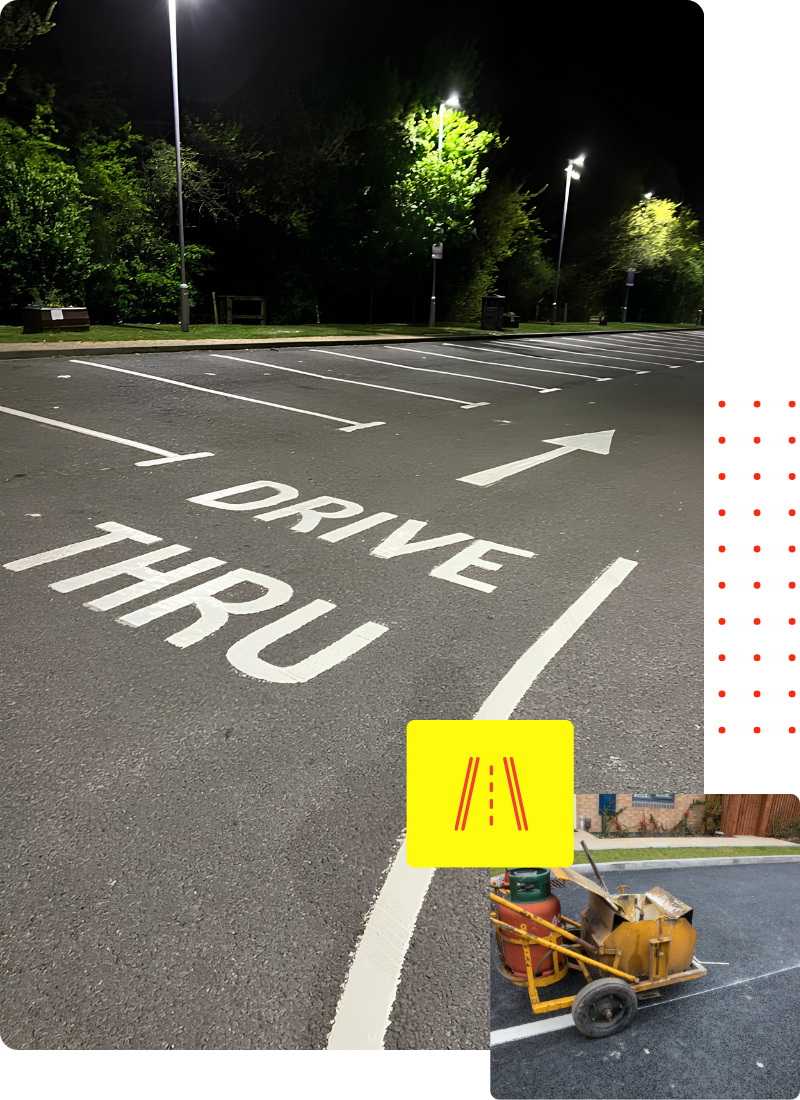 Professional line marking services UK road layout