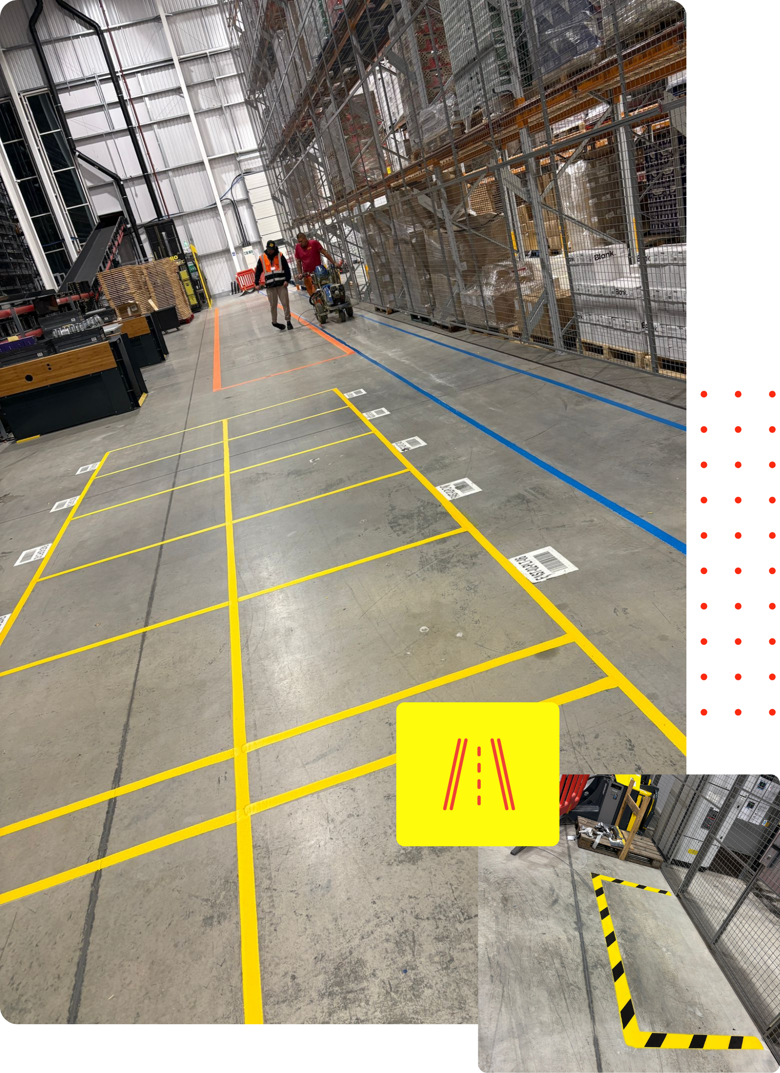 Indoor line marking Birmingham warehouse floor