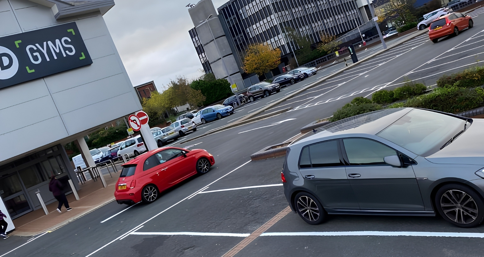 Before and after commercial car park line marking project